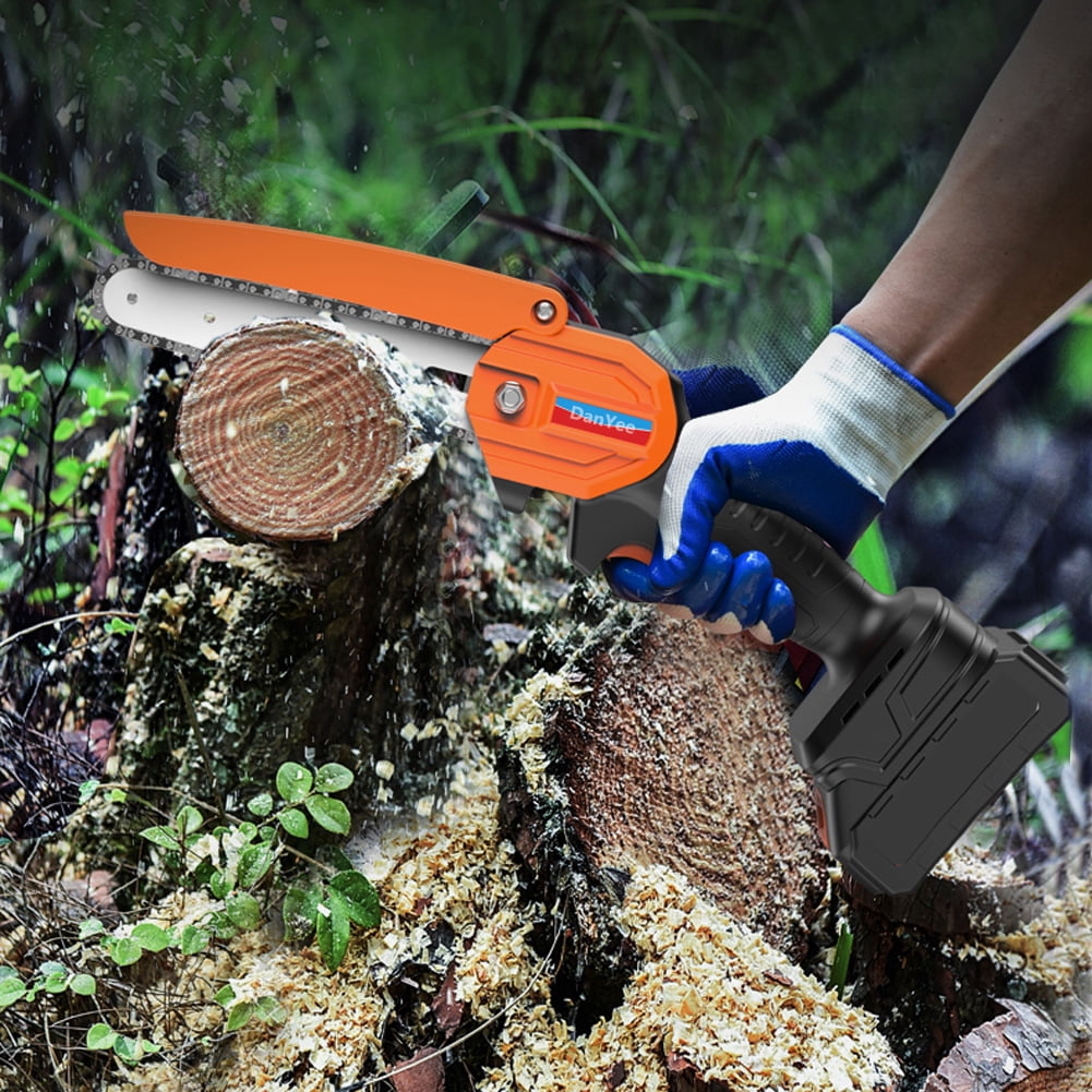Mini Chainsaw Cordless, 6 inch 20v Portable Battery Powered Chain Saws with Safety Lock, (2 batteries and 2 chains ), One-Hand Handheld Electric Small Chainsaw for Gardening Tree Branch Wood Cutting