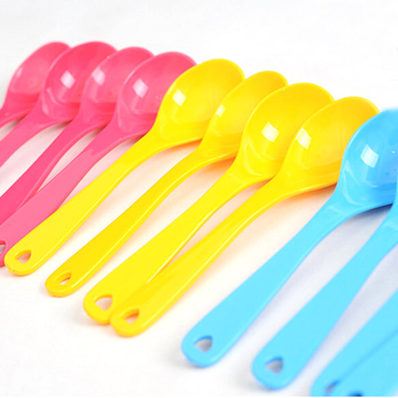 New 12 Pack Baby Feeding Colourful Plastic Spoons Toddler Feeding Spoon 