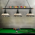thumbnail image 4 of iMeshbean 39" Hanging Pool Table Light Fixture Billiard Pendant Lamp w/ 3 Glass Shades, for 7' - 8' -9" Table, Black Metal Ball Design, 4 of 10