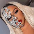 thumbnail image 4 of Crystal Face Mask Masquerade Mask Jewelry Full Face Mask Half Face Halloween Accessories Rhinestone, 4 of 10