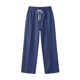 thumbnail image 4 of Ceisia Men's Solid Color Linen Blend Casual Pants with Elastic Drawstring Waist & Straight Leg Navy XL Gifts, 4 of 9