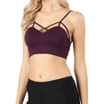 thumbnail image 3 of Women Seamless Criss Cross Front Sports Bra Bralette with Removable Pads, 3 of 3