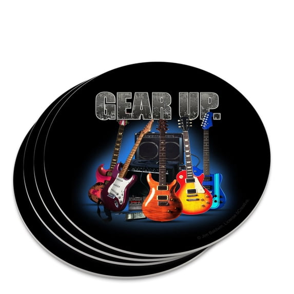 Electric Guitars Gear Up Rock and Roll Novelty Coaster Set