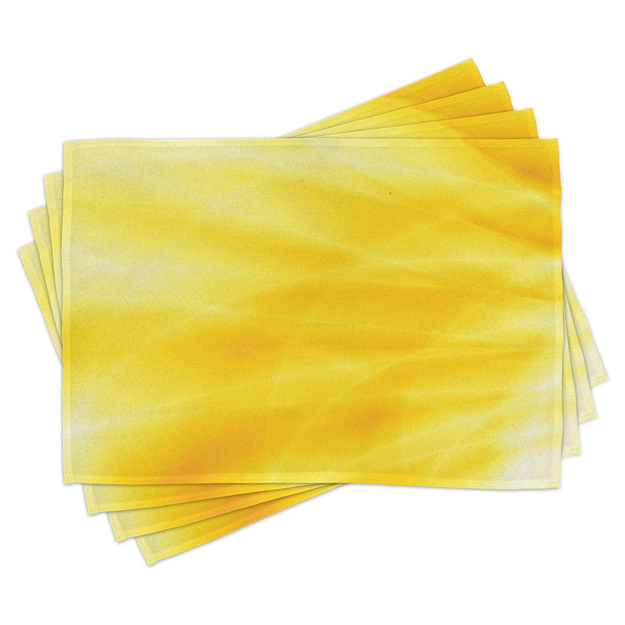Yellow Place Mats Set of 4, Abstract Vibrant Summer Sun Inspired with