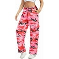 thumbnail image 2 of Camo Pants Women High Waisted Wide Leg Casual Camoflage Cargo Pants Baggy Elastic Waist Straight Jeans Trousers, 2 of 10