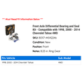 thumbnail image 2 of Front Axle Differential Bearing and Seal Kit - Compatible with 1998, 2000 - 2014 Chevy Tahoe 4WD 2001 2002 2003 2004 2005 2006 2007 2008 2009 2010 2011 2012 2013, 2 of 2