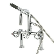 Kingston Brass AE6001CG Fuller 7" Center Deck-Mount Clawfoot Tub Faucet with Hand Shower, Polished Chrome