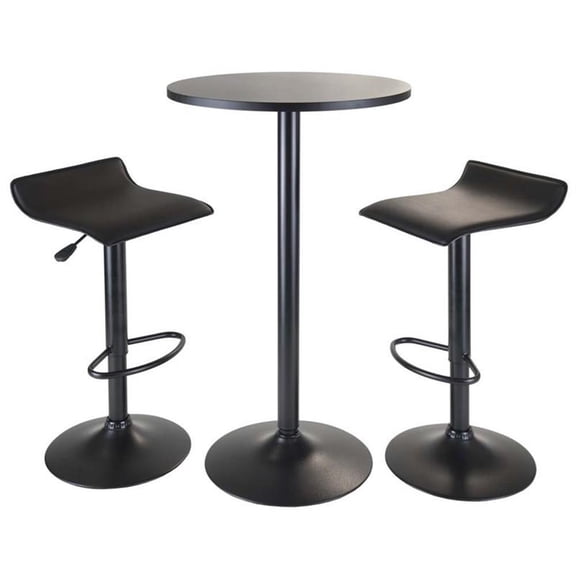 Pemberly Row 3-Piece Round Transitional Metal Pub Set in Black