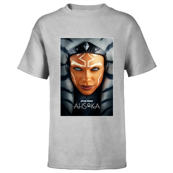 Star Wars Ahsoka Tano Face & Logo Series Poster Art Disney  - Short Sleeve T-Shirt for Kids - Customized-Athletic Heather