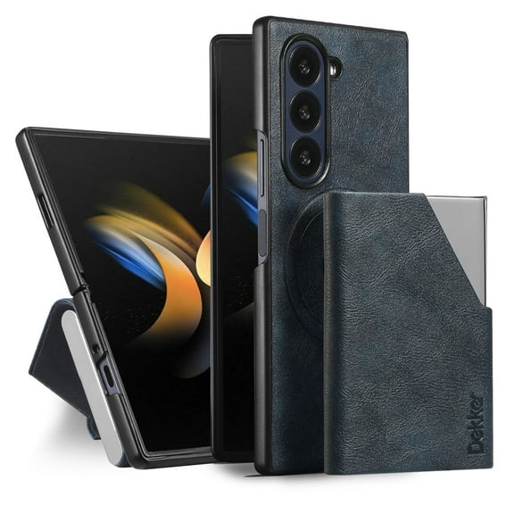 Allytechgroup Wallet Case for Samsung Galaxy Z Fold 7, PU Leather Phone Case with Detachable Cards Holder Compatible with Magsafe Shockproof Protective Magnetic Back Cover for Women Men, Blue