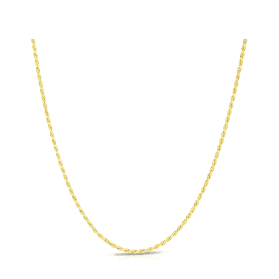 2mm Rope Chain Necklace 14k Real Gold Plated-Women and Men (20 inches)