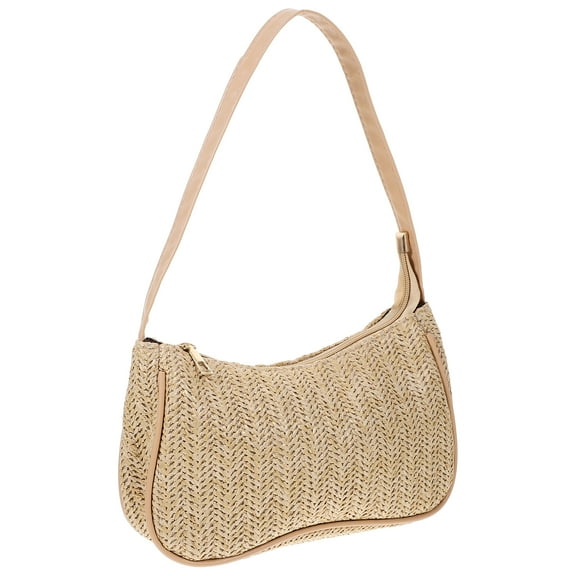 Hemoton Fashion Crossbody Bag Solid Color Straw Woven Handbag Elegant Shoulder Bag