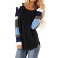 thumbnail image 7 of TWY Women Round Neck Colorblock Spliced Long Sleeve Pullover Tops, 7 of 7