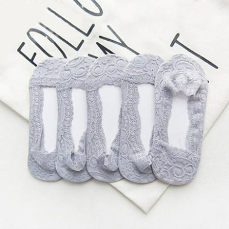 

Well Women Shallow-mouthed Invisible Socks Lace Silicone Skid-proof Boat Socks gray
