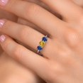 thumbnail image 4 of Gem Stone King 10K Two Tone Gold Yellow Citrine and Blue Created Sapphire Engagement Ring for Women | 1.65 Cttw | Round 5MM | Gemstone November Birthstone | Size 9, 4 of 6