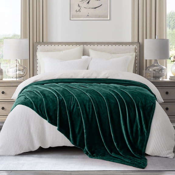 IR Imperial Rooms Fleece Bed Throw Blanket, Plush, Travel and Couch Fuzzy, Cozy Washable Ultrasoft Twin Size Emerald Green