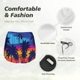 thumbnail image 4 of Balery Beach with Palm Trees Pantalones cortos deportivos para mujer con forro y dos bolsillos, elásticos, para entrenamiento, gimnasio, yoga-Large, 4 of 7
