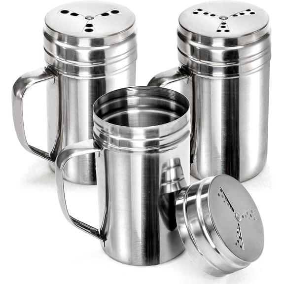 CD5-3 Pack Stainless Steel Salt and Pepper Shakers, 10 oz Salt Dredge Shakers with Handle, Outdoor Kitchen Accessories for Salt, Sugar, Pepper, Cumin-5