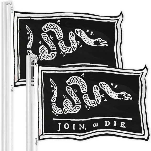 Join, or Die Black Flag 3x5FT 2-Pack Printed 150D Polyester By G128