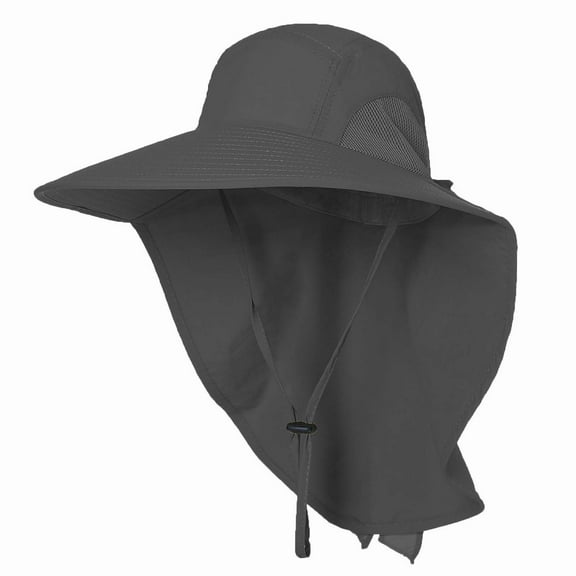 UPF 50  Sun Protection Hat for Women's Female Adult UV Solar Protection Wide Brim Outdoor Beach Fishing Bucket Bonnie Cap Visor with Neck Flap Breathable Mesh Lightweight Foldable Windproof A Black