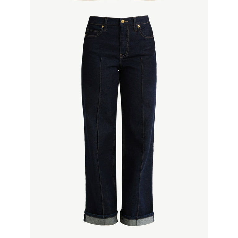 Free Assembly Women's Wide Leg High Rise Pintuck Jeans, 29