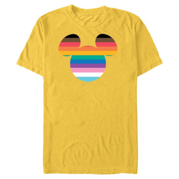 Disney Mickey Mouse Pride Inclusive Rainbow Head Icon Fill - Short Sleeve Blended T-Shirt for Adults - Customized-Yellow