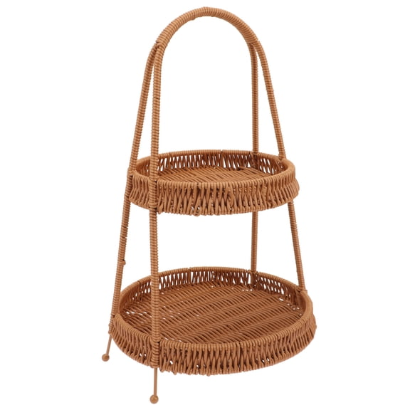 FESTFENDS Dessert Serving Tray Refreshment Serving Tray Imitation Rattan For Friends 1Pack