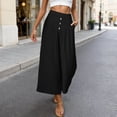 thumbnail image 2 of Aihuaihua Palazzo Pants for Women Casual Summer Wide Leg Cropped Pants Culottes Gaucho Beach Vacation Outfits Black M, 2 of 4