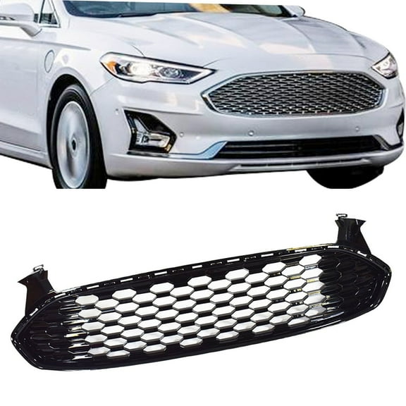 Labwork Front Grill Grille Fit for 2013 2014 2015 2016 Ford Fusion, Honeycomb Trim Gloss Black
