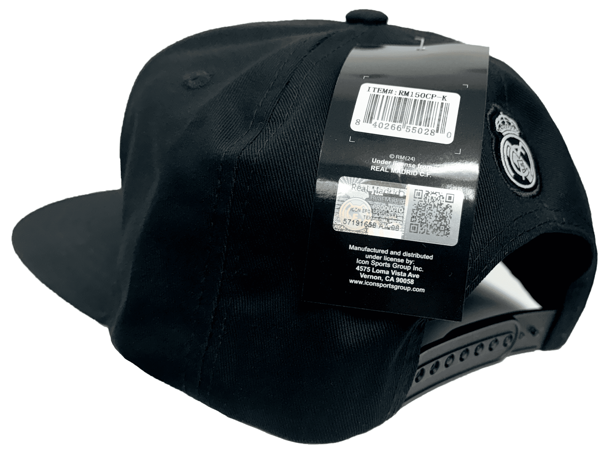 Icon Sports Real Madrid Black Snapback Hat - Official Soccer Cap