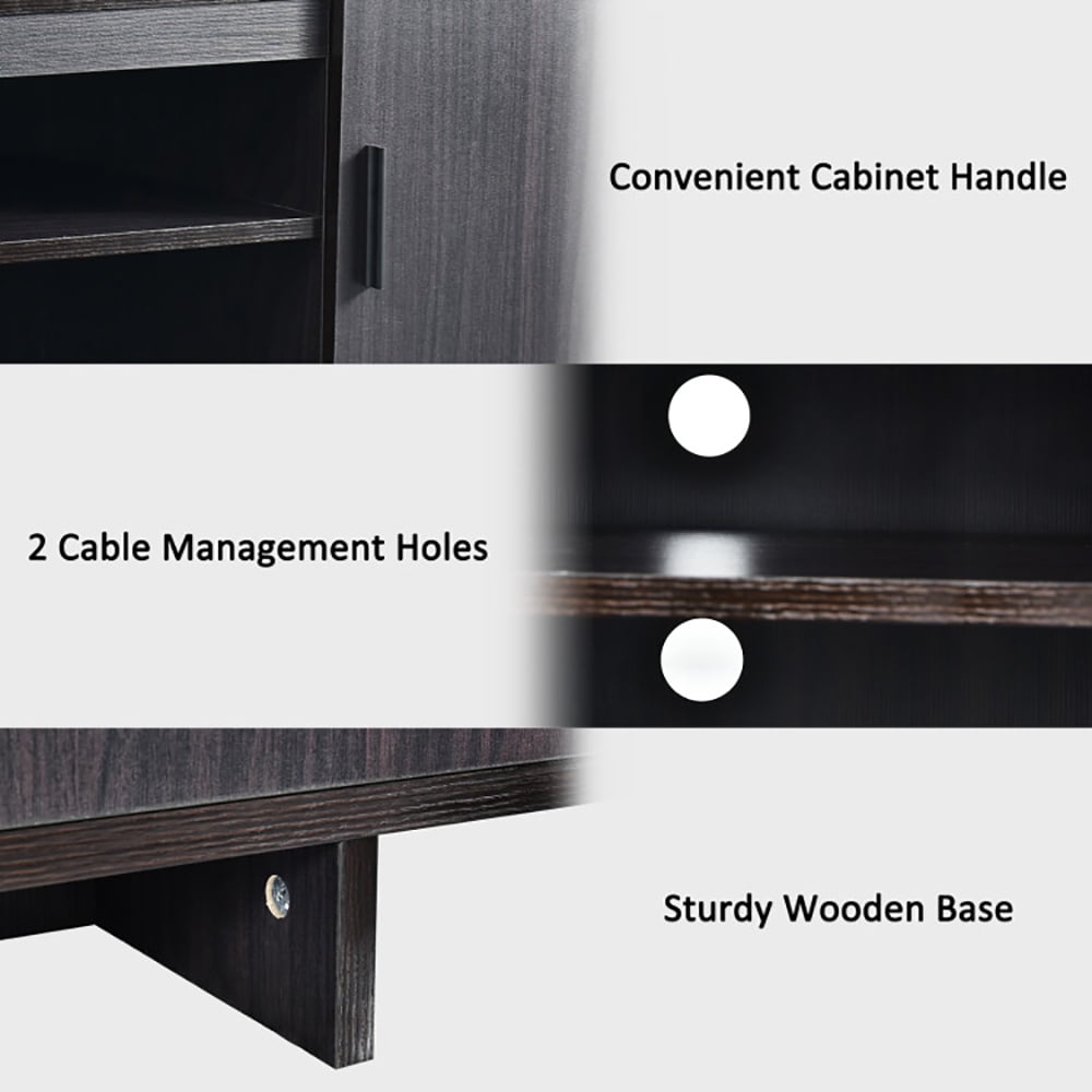 Finihen TV Stand, TV Cabinet, Modern Wood Universal TV Stand for TV up to 65 Inch with 2 Storage Cabinets, Media Entertainment Center with Storage, for Living Room, Bedroom, Black