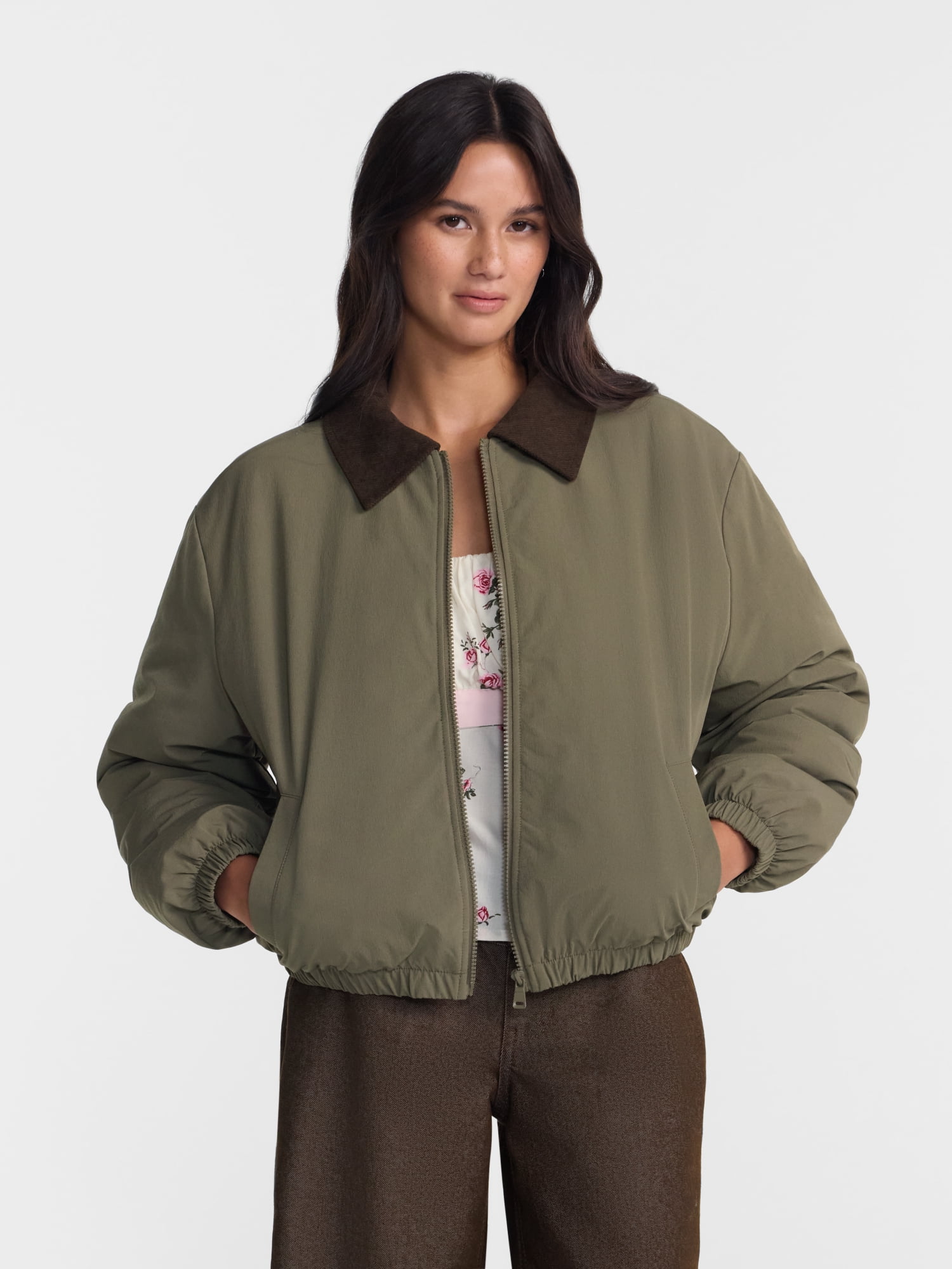 No Boundaries Puffer Barn Jacket, Women's and Women's Plus XXS-4X