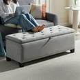 thumbnail image 5 of HD JUNTUNKOR Velvet Storage Ottoman Bench, 47.6" Tufted Ottoman Bench with Tapered Legsa, Gray, 5 of 7