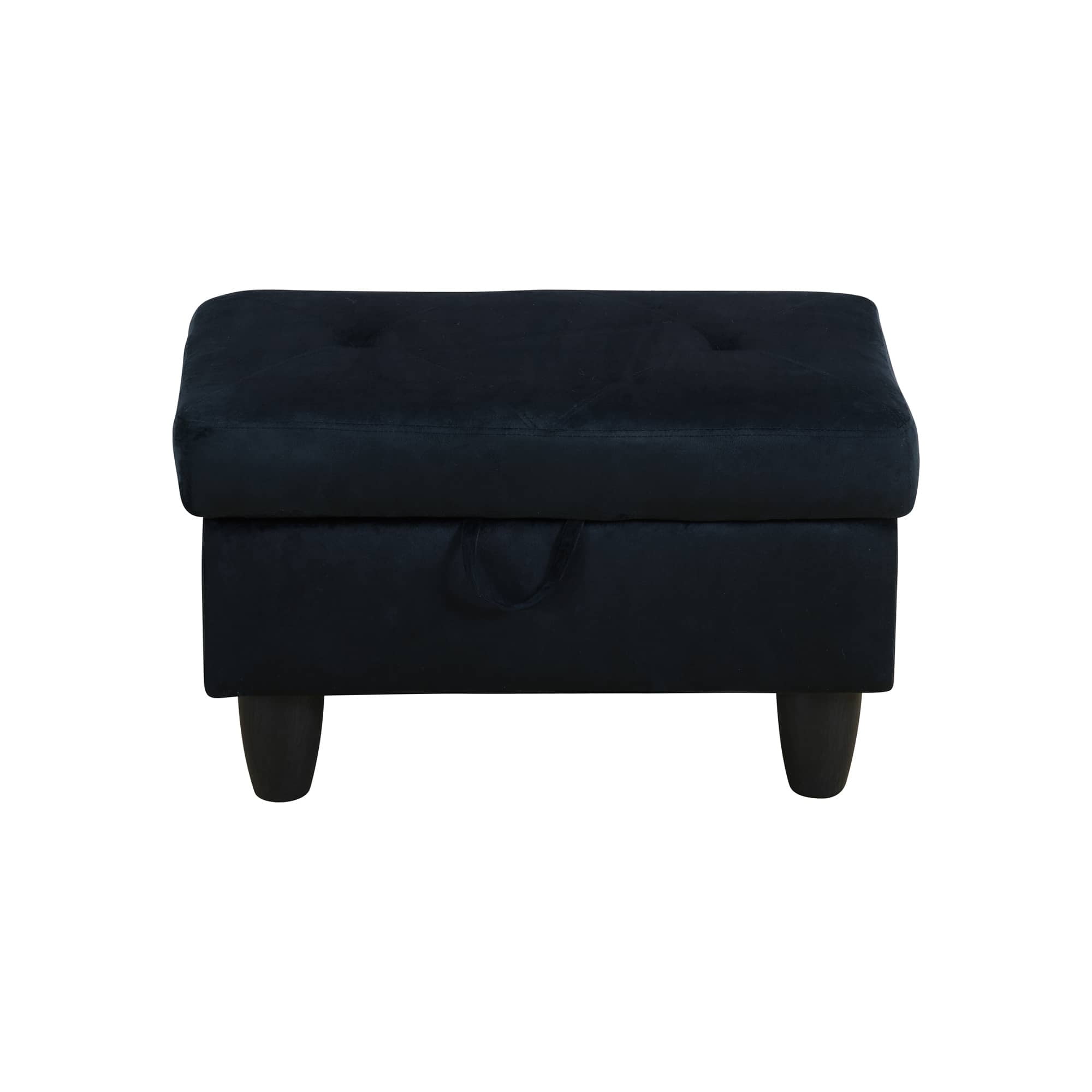 Aukfa 29" Storage Ottoman Bench with Lift Top for Home Office, Flannel, Midnight Blue