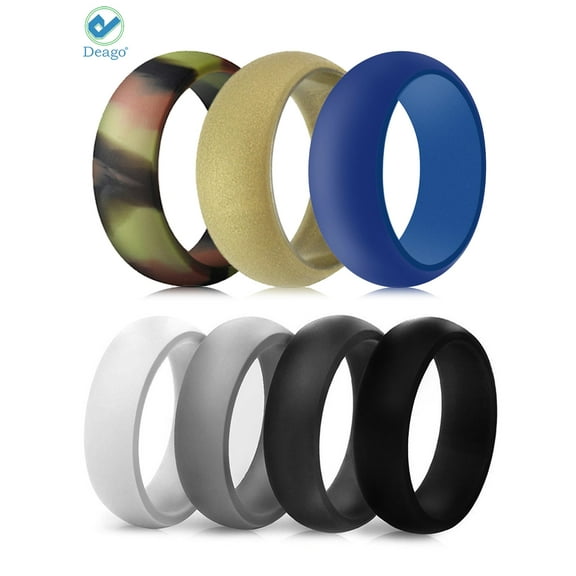 Deago Bnad Flexible Silicone Dome Style Wedding Rings, 1.5 mm