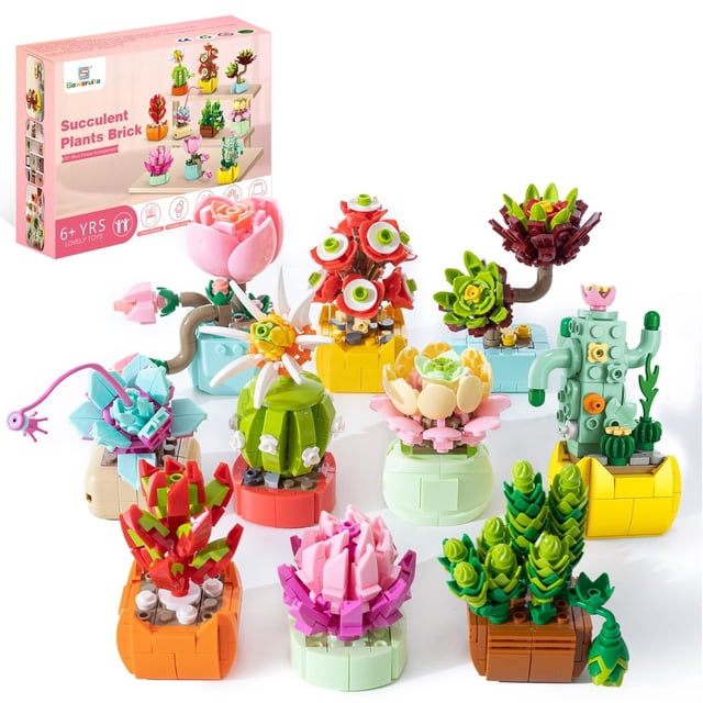 Set de construcción Sawaruita, plantas, flores y bonsáis, x10