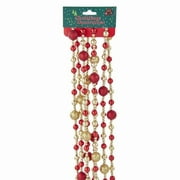 6 Foot Gold and Red Glitter Round Bead Garland