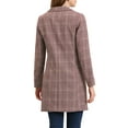 thumbnail image 4 of MODA NOVA Juniors Notched Lapel Long Sleeves Double Breasted Plaid Blazer, 4 of 7