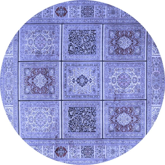 Ahgly Company Machine Washable Indoor Round Persian Blue Traditional Area Rugs, 7' Round