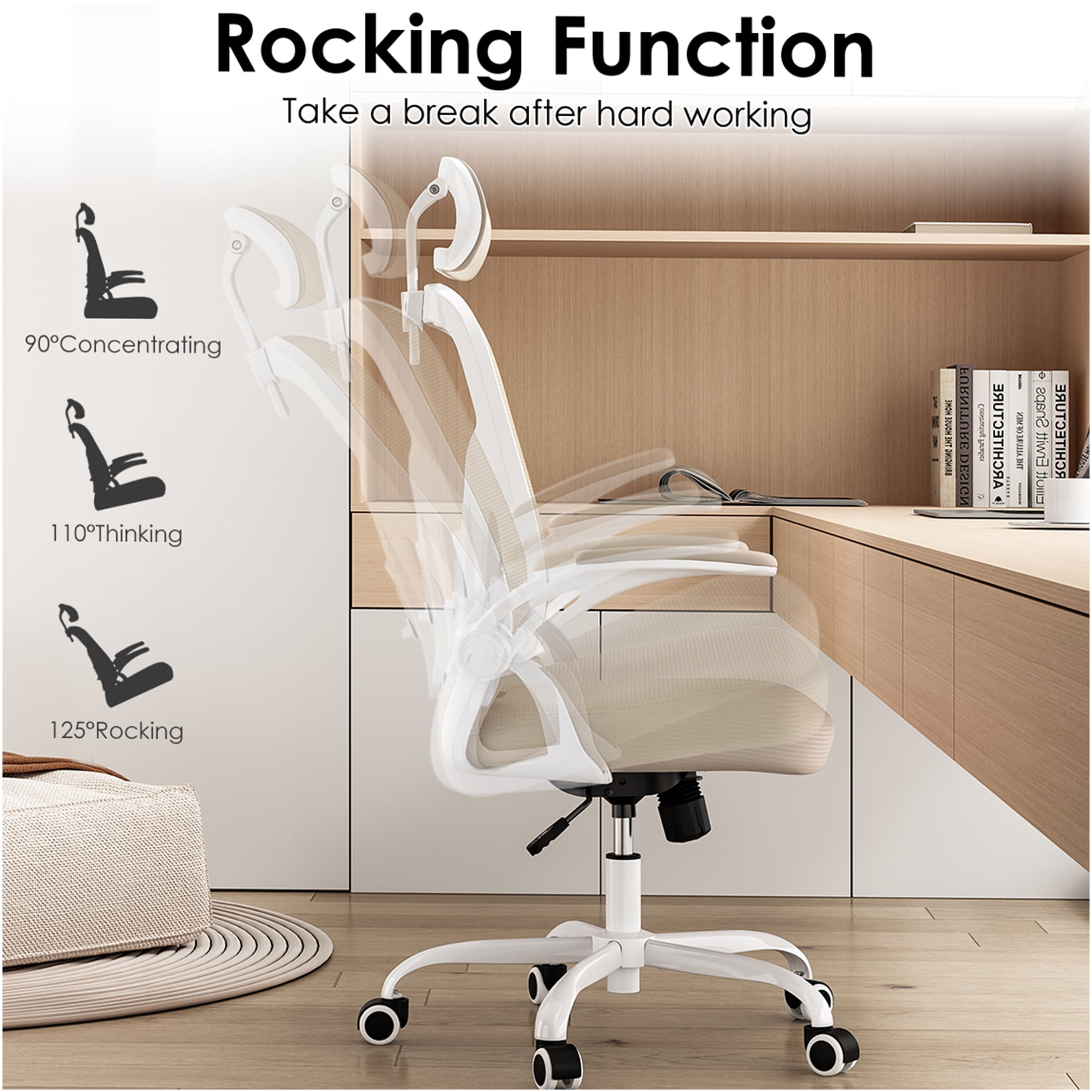 JERFIT 40x24 Inch Electric Standing Desk with Memory Presets, Adjustable Height Computer Desk for Home Office, White & Khaki