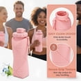 thumbnail image 5 of Collapsible Travel Water Bottle 20oz (600ml), BPA-Free, Foldable Silicone Lightweight Reusable Water Bottle with Leak-Proof Lid & Lanyard, Portable for Travel Cycling Gym Camping (Green), 5 of 10