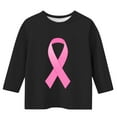 thumbnail image 3 of BRGZLK Girls 3/4 Sleeve Breast Cancer Shirts Kids Cute Pink Ribbon Graphic Pullover Loose Casual Round Neck Basics Top Black 5-6 Years, 3 of 4