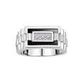 thumbnail image 1 of RYLOS Men's Rings Sterling Silver Designer Ring With Diamonds and Black Onyx Rings For Men Size 11, 1 of 6