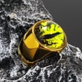 thumbnail image 4 of PAMTIER Unisex Stainless Steel Personality Vintage Punk Round Cut Eye of God Bloody Yellow Gemstone Ring Hip Hop All Seeing Eye Band Size 8, 4 of 5