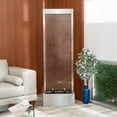 thumbnail image 3 of XBrand 68" H Freestanding Modern Indoor/Outdoor Waterfall Fountain w/ Decorative Rocks, LED Lights & Auto-Shut Off Pump, Stainless Steel Silver Frame/Mirror Glass, Silver, 3 of 14