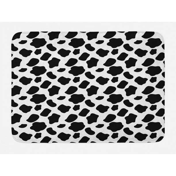 Cow Print Bath Mat, Cattle Skin Pattern with Scattered Spots Animal