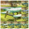 thumbnail image 2 of Eoperou 1 Set Outdoor Table And Chair Cover Leaf Print Waterproof with Anti-slip Elastic Band Camping Dirt-resistant Desk Protector Picnic Bench Sleeve Patio Fitted Tablecloth, 2 of 7
