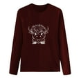 thumbnail image 3 of Tawop T-Shirts pour Femmes Col Rond Manches Longues Décontracté Imprimé Vin TTG, 3 of 3