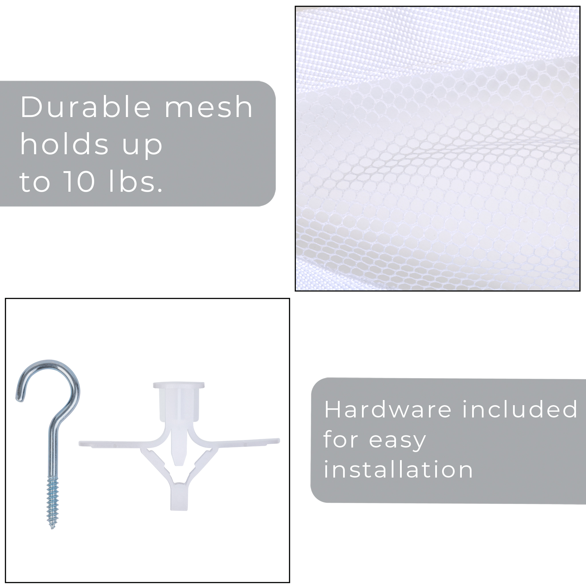 Mainstays White Mesh Hanging Toy Storage Organizer, 33x66 Inch photo 4