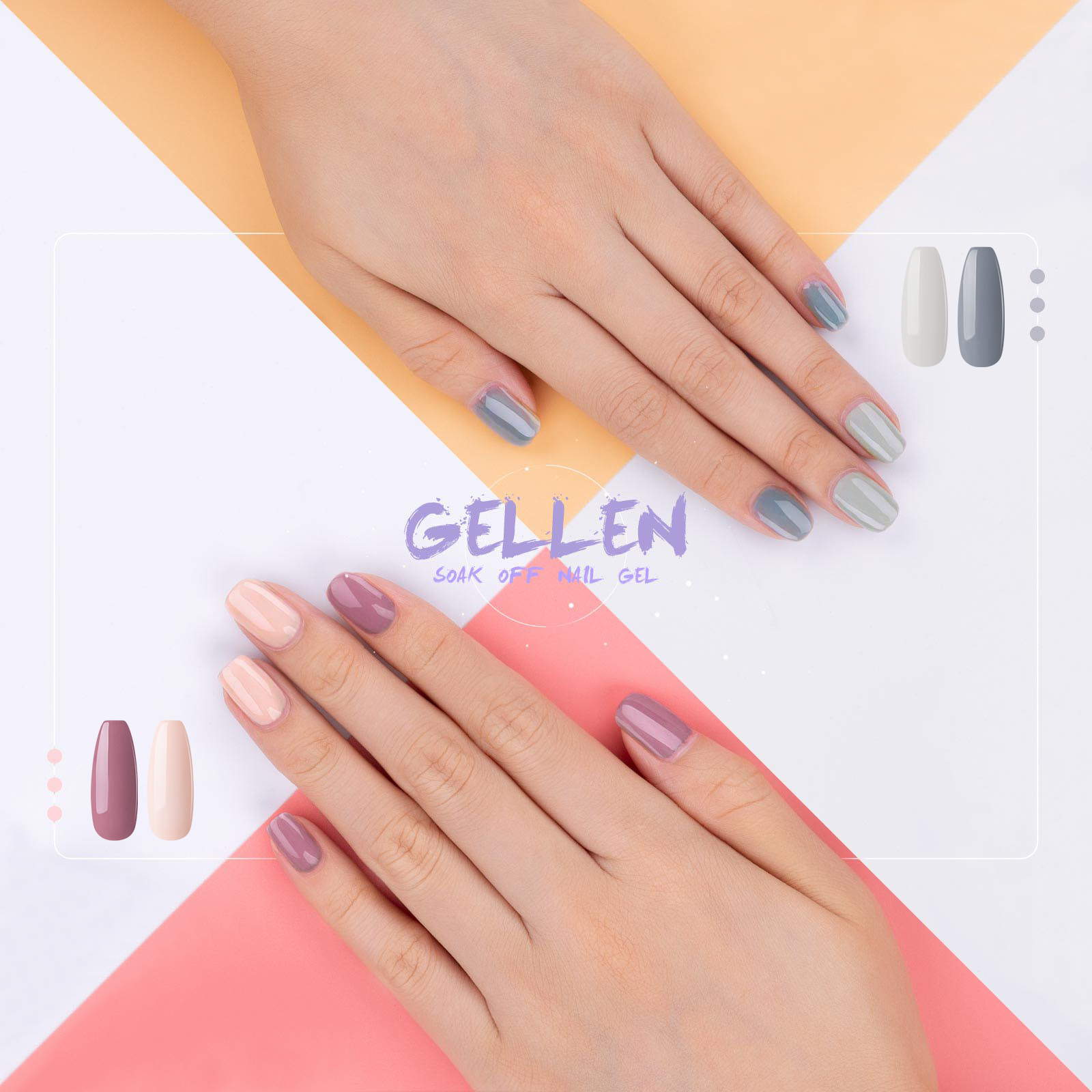 Gellen Gel Nail Polish Kit 6 Colors Nudes & Grey photo 6